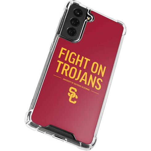 University of Southern California Fight On Trojans Red Galaxy S21 FE Clear Case
